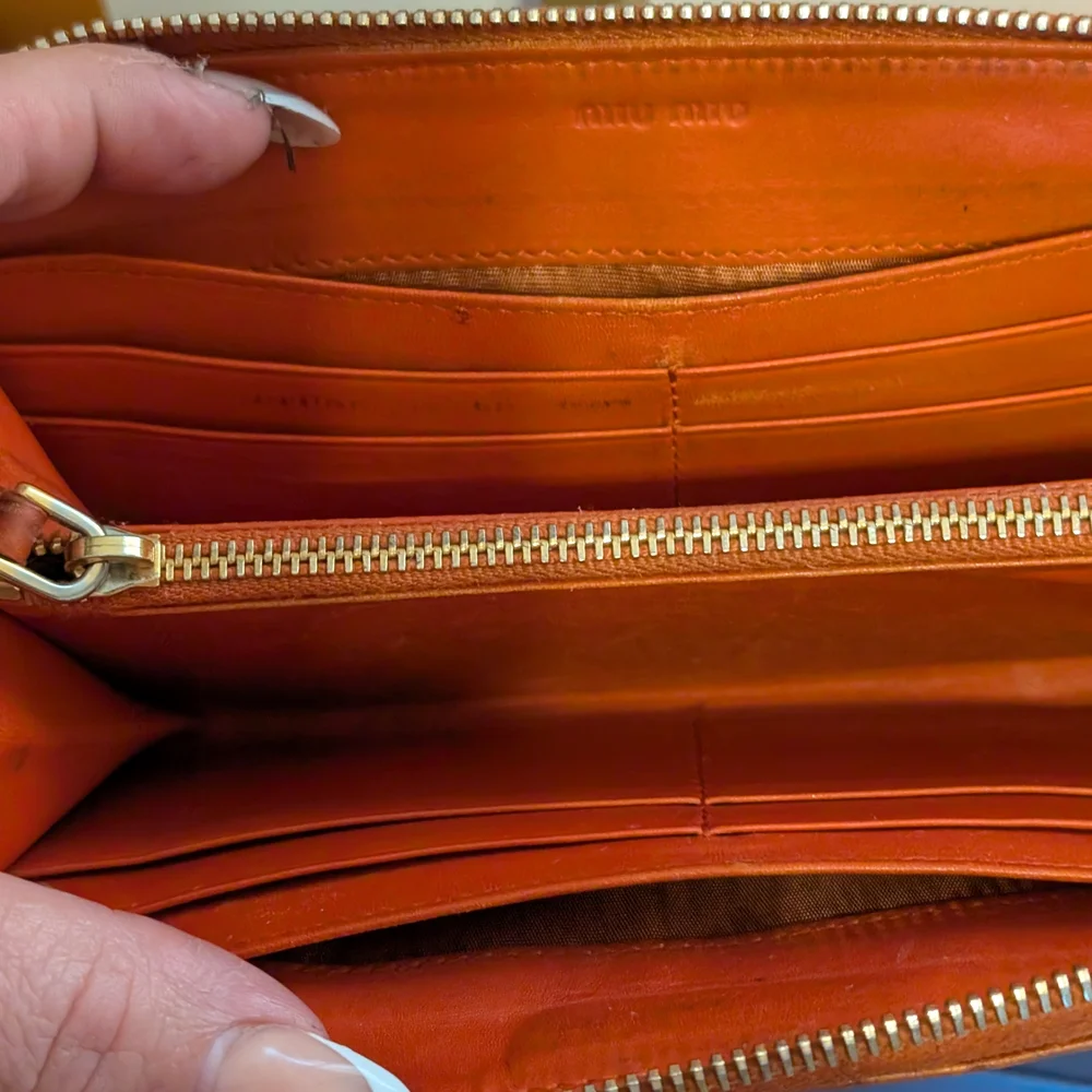 Miu Miu Orange Croc-Embossed Wallet